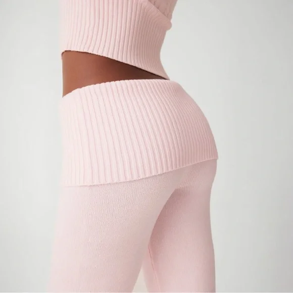 NWT Frankie's Bikinis Mason Cloud Knit Flare Pant Foldovers - Picture 2 of 8